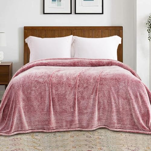 Fuzzy Large Fleece Throw Blanket for Couch (Mixed Deep Red / 50x70 IN)