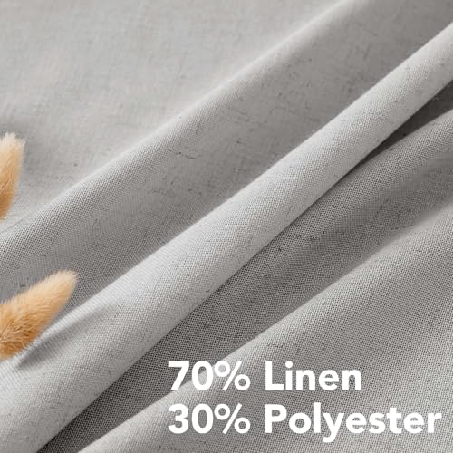 Elegant Natural Linen Blended Energy Efficient Light Filtering Linen Textured Semi Sheer Curtains (52"W x 54"L (Pack of 2) / Dove)