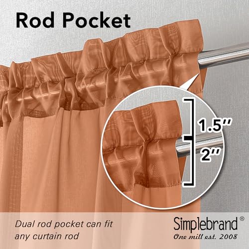 Orange Short Sheer Curtains 45 Inch Length for Small Windows (Orange / 42"W x 45"L (Pack of 2))