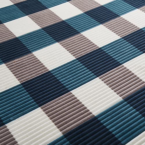 Sherpa Blanket Twin Plaid Thick Bed Blanket (Teal Check / 60"*80")