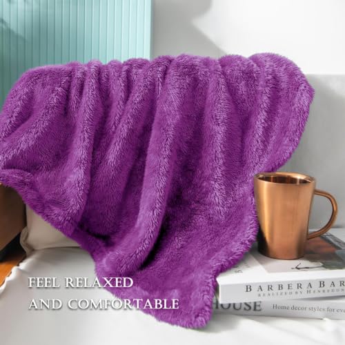 Fuzzy Large Fleece Throw Blanket for Couch (Purple / 50x70 IN)