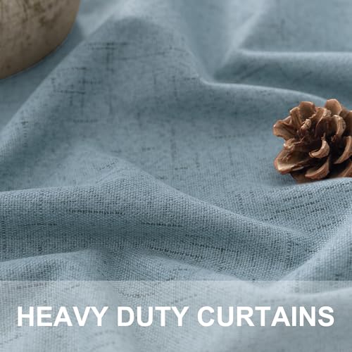 Dusty Stone Blue Completely Blackout Curtains Back Tab Loop Pocket Bedroom Draperies Window Treatment Soundproof Thermal Black Out Long Curtains for Living Room Nursery 52 x 102 Inch Length 2 Panels (Stone Blue / 52"W x 102"L (Pack of 2))