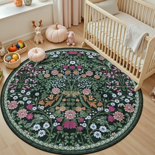 Round Area Rug Living Room (Dark Green / 6' (Round))