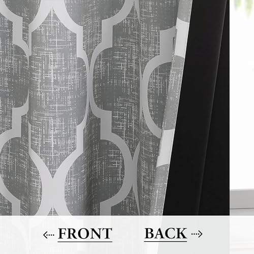 Moroccan 100% Blackout Curtains Bedroom Grey 50x72 2 Panels (Grommet | Grey / 50"W x 72"L (Pack of 2))