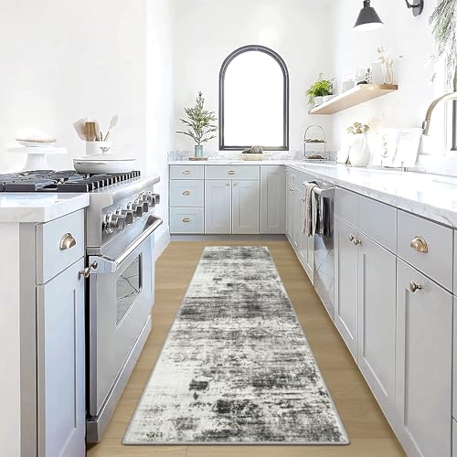 2'6''x8' Runner Rugs Washable Rug (Black/Grey / 2'6" x 8' (Runner))