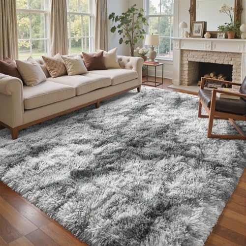 8x10 Ft Extra Large Shag Rugs for Living Room (Fc Grey 5sm04 / 8' X 10' (Rectangular))