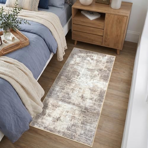Abstract Runner Rug 2x4 Ft Entryway Rugs Washable Door Mat Indoor Entrance (Gold/Yellow/Brown/Beige/White / 2' x 4' (Rectangular))