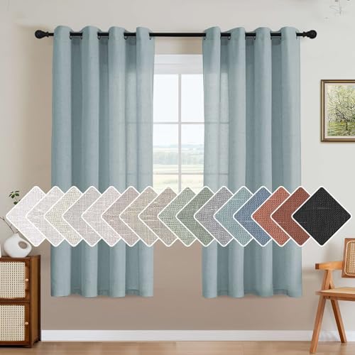 Living Room Linen Curtains (52"W x 72"L (Pack of 2) / Cloud Blue)