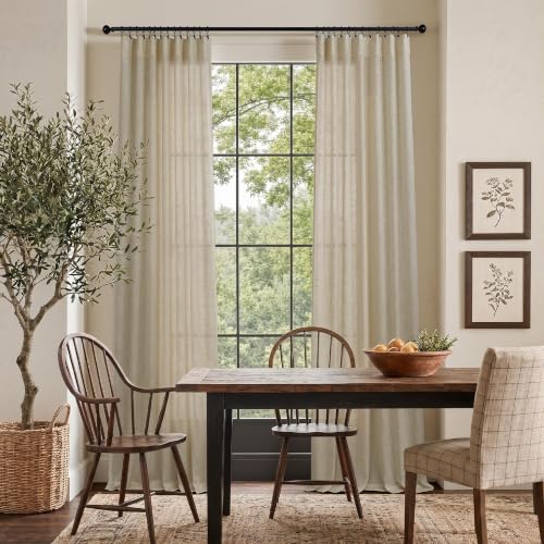 Burlywood Birch Natural Linen Curtains 92 Inch Length 2 Panels Set Back Tab Light Filtering Living Room Curtain Drapes Office Modern Minimalist Decor Farmhouse Boho Neutral Semi Sheer Curtain 92 Long (52"W x 92"L (Pack of 2) / Burlywood Birch)
