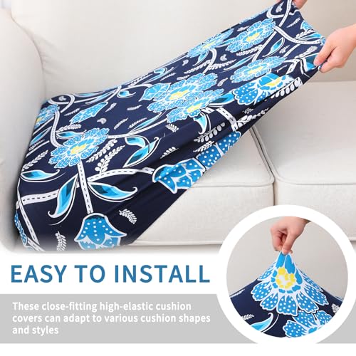 Printed Couch Cushion Covers (Dark Blue / Seat Cover Large)