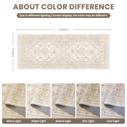 2x5 Rug Runners for Hallways Non Slip (Cream/Beige / 2' x 5' (Runner))