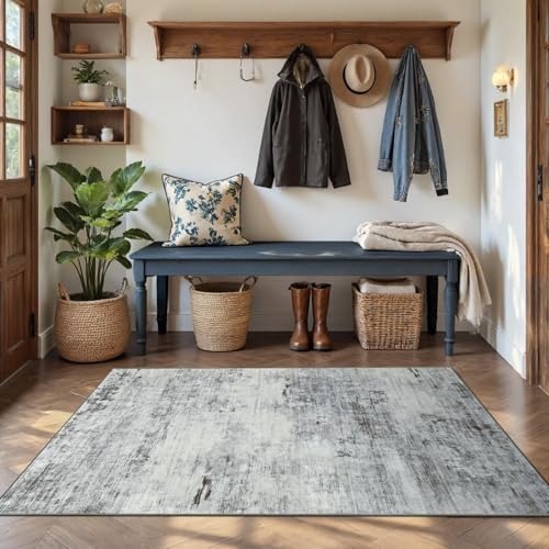 3x5 Washable Non Slip Area Rugs for Bedroom Living Room (Light Neutral Gray / 3' x 5' (Rectangular))