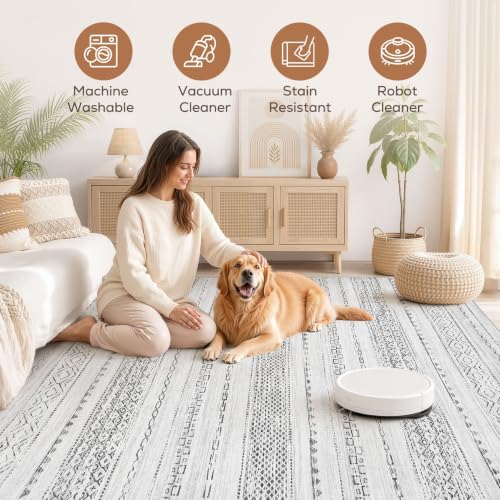 Boho 4x6 Area Rug Living Room Rugs Machine Washable Color Gray (Color Gray / 4' X 6' (Rectangular))