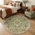 Washable Area Rug (Brick/Brown/Green / 4' (Round))