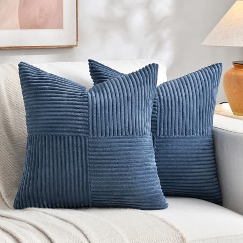 2 Packs Dusty Blue Decorative Throw Pillow Covers 22x22 Inch for Living Room Couch Bed Sofa (Dusty Blue / 22" x 22" (Pack of 2))