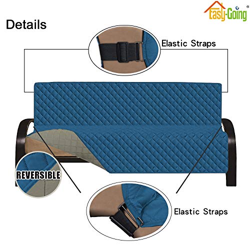 Reversible Couch Cover (Peacockblue/Beige / Large Futon)