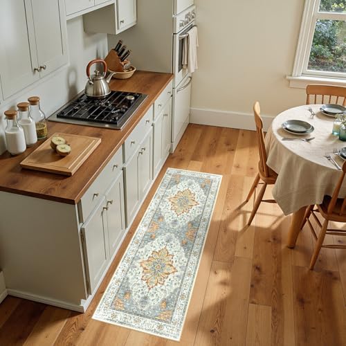 Washable Area Rug (Beige/Carbon Grey/Orange / 2' x 5' (Rectangular))
