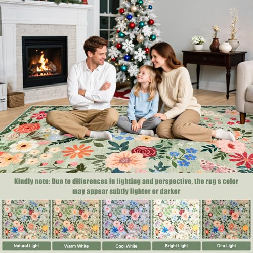 Area Rug Living Room (Green / 5' x 7' (Rectangular))