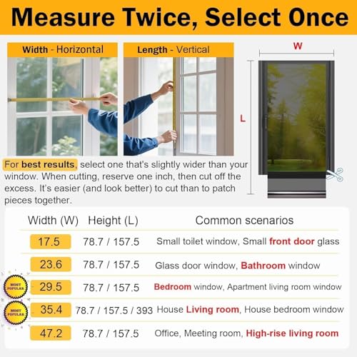 One Way Window Privacy Film Sun Heat Blocking (Pure Silver / 23.6 Inch * 157.4 Inch)