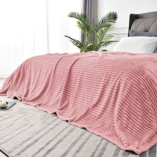 3D Ribbed Jacquard Pink Full Size Blankes for Bed (Dusty Pink / Full(84"x90"))