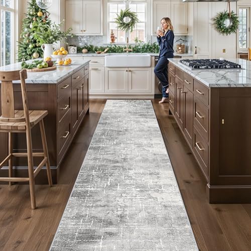 2'6x14 Abstract Kitchen Area Rugs (2'6" x 14' (Rectangular) / Light/Grey)
