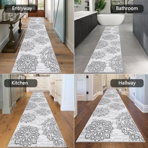 HEBE Hallway Runner Rug 2'8''x14' (Grey / 2'8" x 14' (Rectangular))