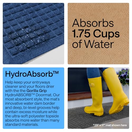 HydroABSORB Door Mat for Indoor Outdoor Use (Blue / 29" X 17")