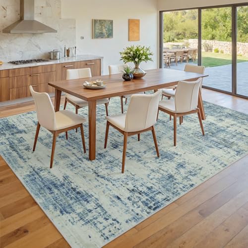 6x9 Washable Area Rug for Living Room Bedroom (Blue Gray/Gold / 6' x 9' (Rectangular))