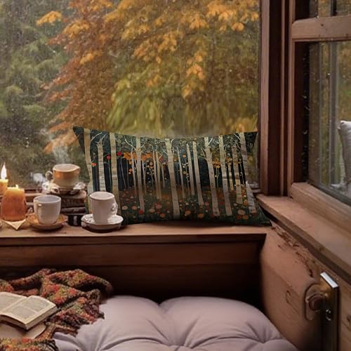 Rustic William Morris Inspired Autumn Forest Decor Pillow Covers 12x20 (Forest-orange 09 / 20" x 12" (Pack of 1))