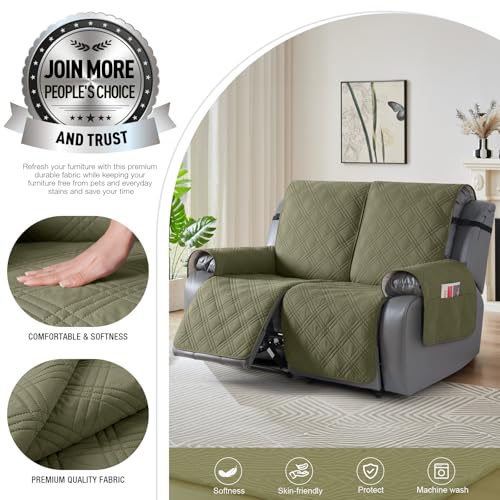 100% Waterproof Loveseat Recliner Covers 2 Seater (Green / 2 Seater Standard)