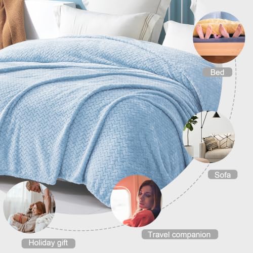Soft Fleece Bed Blanket Twin Size (Light Blue / Twin ( 60x80 IN ))