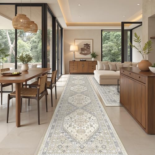 Washable Runner Rug 2.5x16 (Beige / 2'6" x 16' (Runner))