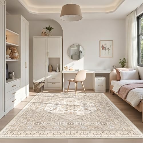 Area Rugs 5x7 Washable Rugs for Living Room (Cream/Beige / 5' x 7' (Rectangular))