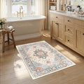 Washable Area Rug (Beige/Blue/Orange / 2'6" x 4' (Rectangular))