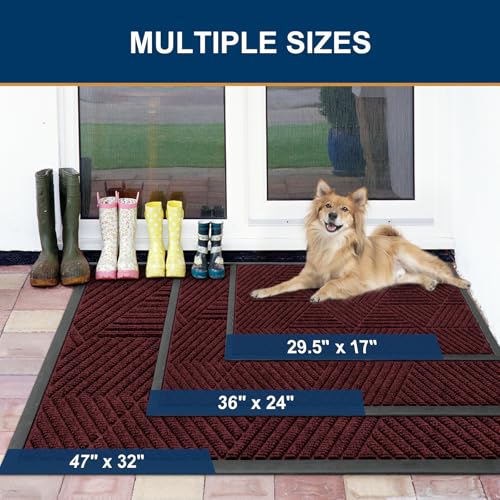 Front Door Mat Outside Entrance (Dark Red / 59" X 23")