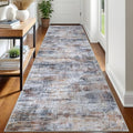 Abstract Runner Rug 3x12 Ft Washable Runners for Hallways (Orange/Brown/Grey / 3' x 12' (Rectangular))