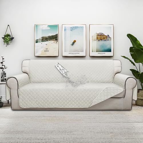 Double Protection 100% Waterproof Sofa Covers for Living Room (Ivory/Ivory / Sofa X Large)