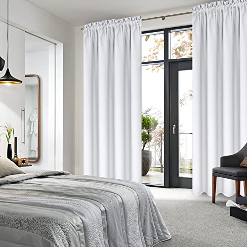 Blackout Curtains for Bedroom Living Room 42 x 72 Inch Long 2 Panels (Greyish White / 42"W x 72"L (Pack of 2))