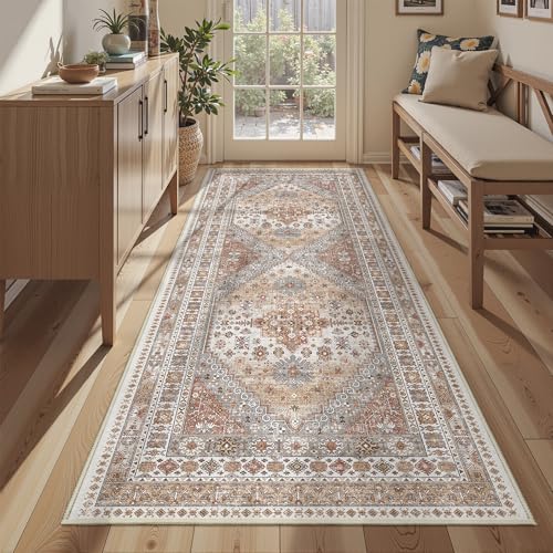 3x8 Runner Rug Non Slip Washable Rugs for Entryway (Orange / 3' x 8' (Runner))