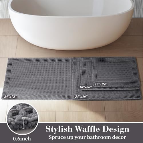 Waffle Bath Mat for Bathroom (Dark Grey / 24" X 36")