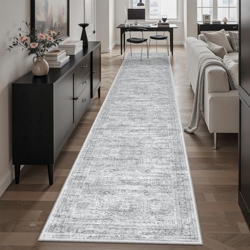 Runner Rug 2x12 Washable Non (Grey / 2' x 12' (Runner))
