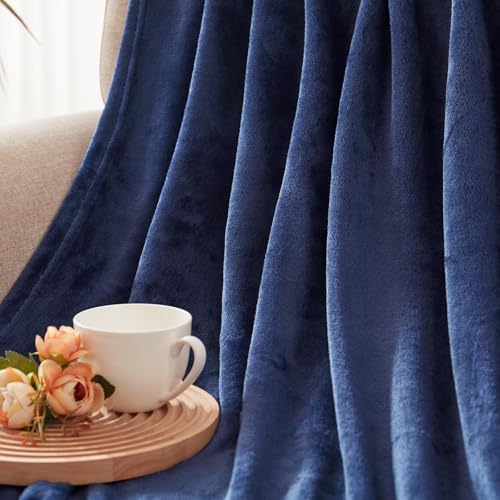 Soft Fleece Blanket Queen Size for Bed (Navy Blue / Queen (90" x 90"))