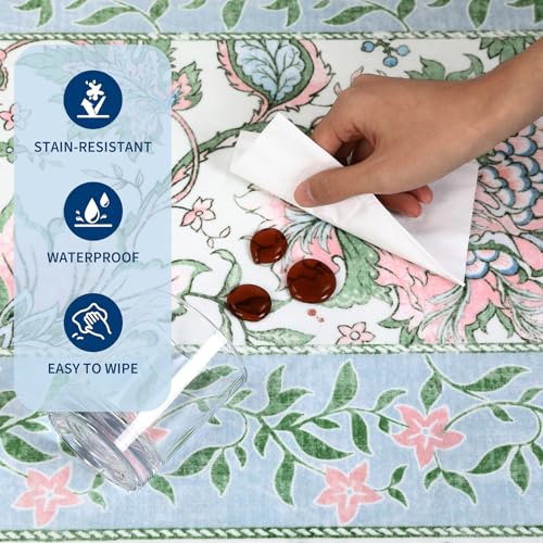 Blue Green Pink 2x3 Door Mat Indoor Rugs for Entryway Provence Small Botanical Grove Cottage core Washable Non (Blue Green Pink / 2' x 3' (Rectangular))