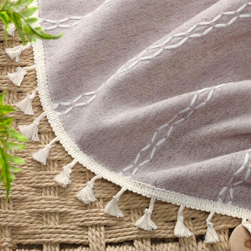 Purple 100% Boho Blackout Curtains 84 Inch 2 Panels with Tassels (Taro Purple / 52"W x 84"L (Pack of 2))