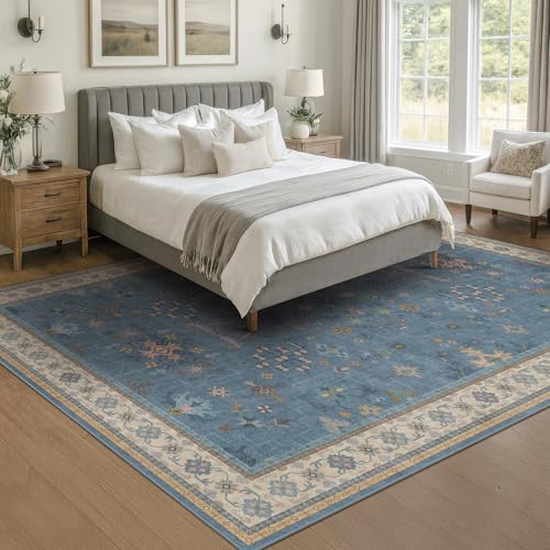 Boho 7x9 Living Room Rugs (7' x 9' (Rectangular) / Dusty Blue)