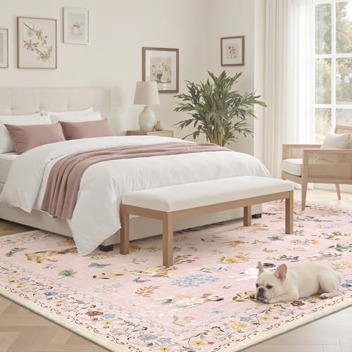 Dog 5x7 Pink Area Rugs for Baby Girl Nursery (Dog/Baby Pink / 5' x 7' (Rectangular))