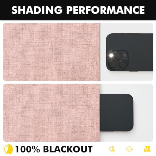 100% Blackout Linen Curtains 42 x 63 Inch Blush Pink 2 Panels (Blush Pink / 42"W x 63"L (Pack of 2))