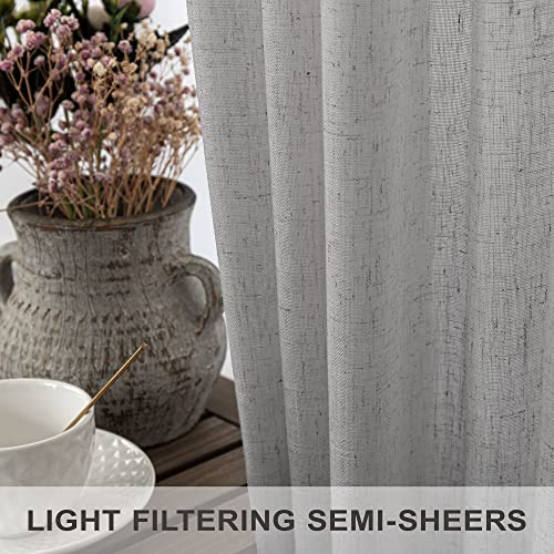 Gray Curtains 38 Inch Wide for Bedroom 2 Panel Set Back Tab Rod Pocket Semi Privacy Cotton Textured Light Filtering Linen Sheer Light Grey Curtain for Living Room Door Modern Farmhouse Decor 38W x 84L (38"W x 84"L (Pack of 2) / Grey)