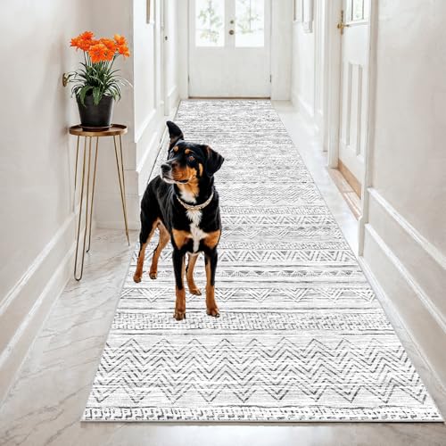 2x8 Runner Rug Washable Moroccan (Grey / 2' x 8')