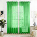 Check Sheer Curtains 96 Inches 2 Panels Set (Check - Green / 52"W x 96"L (Pack of 2))
